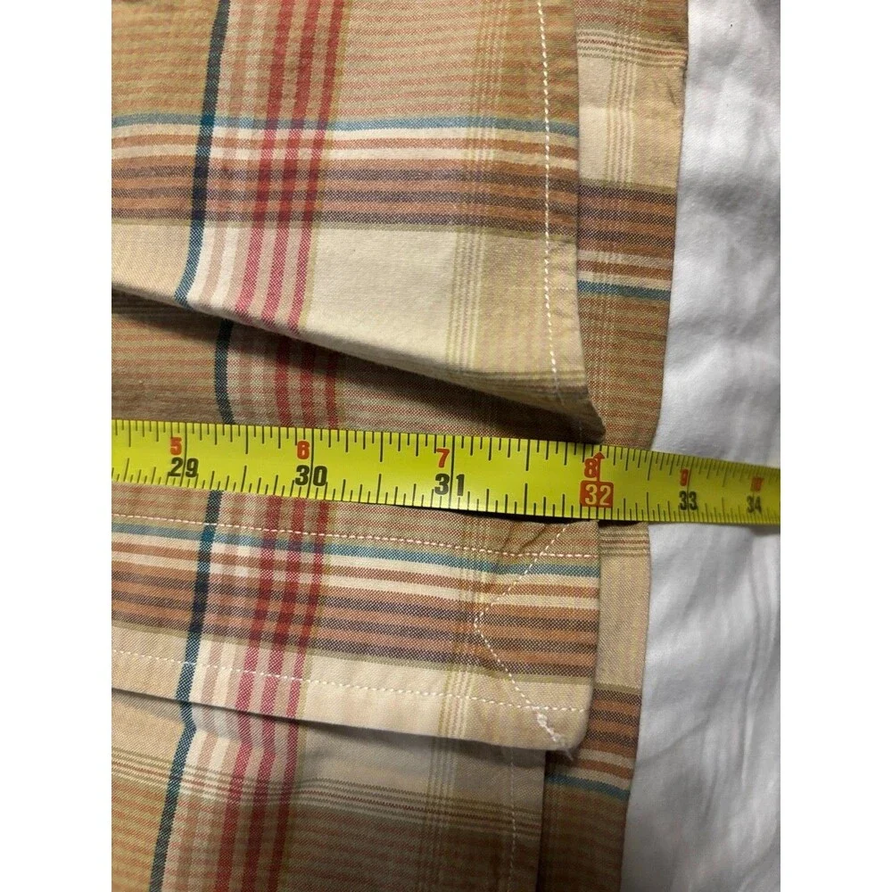 Polo Ralph Lauren Mens XL Plaid Button Front Shirt Beige Tan Cotton Long Sleeve